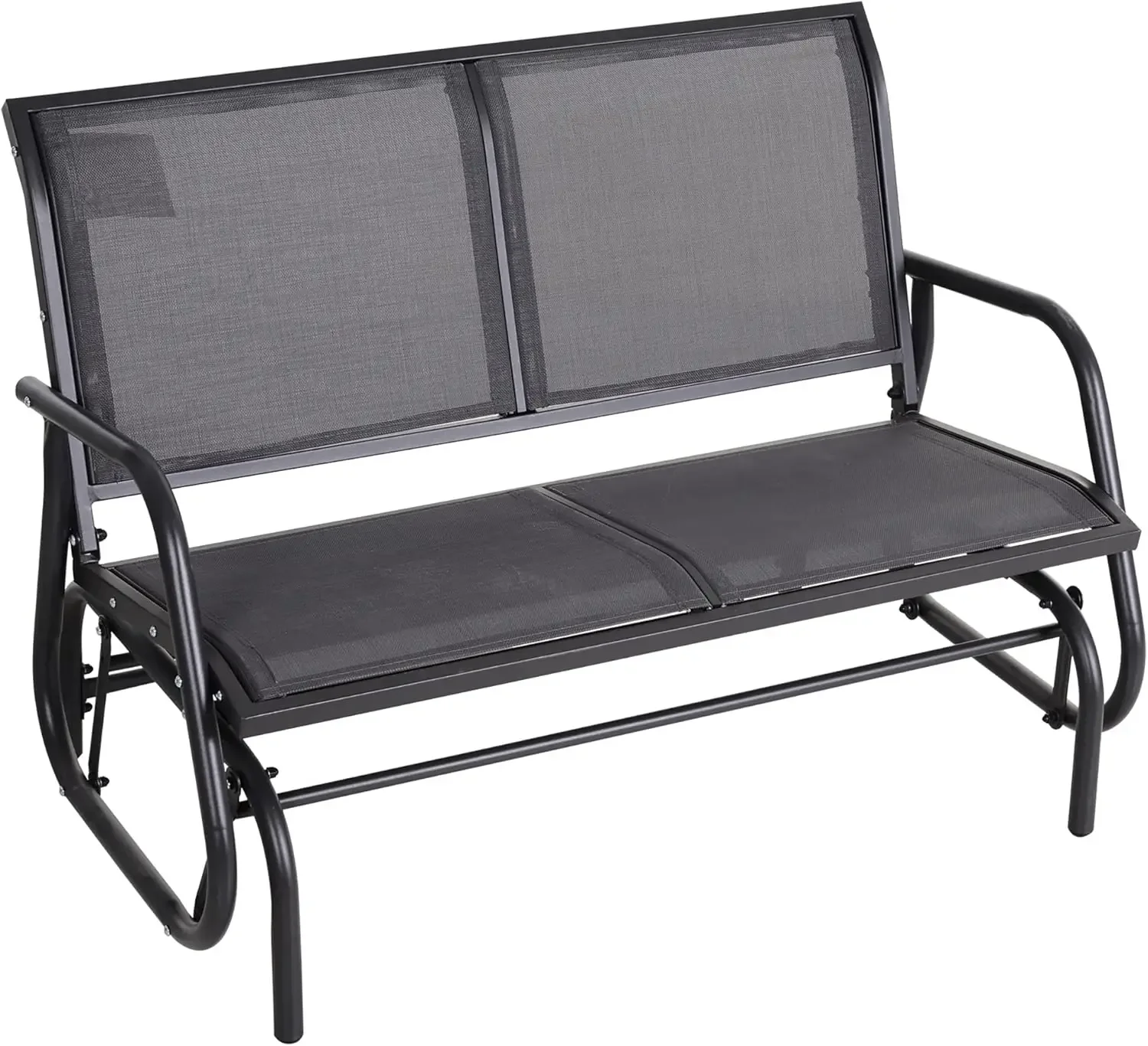 2-Person Outdoor Glider Bench, Patio Double Swing Rocking Chair Loveseat w/Powder Coated Steel Frame for Backyard Garde