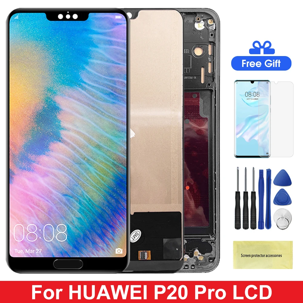 Screen for Huawei P20 Pro CLT-L09 CLT-L29 Lcd Display Touch Screen Digitizer Assembly with Frame for Huawei P20 Pro Replacement