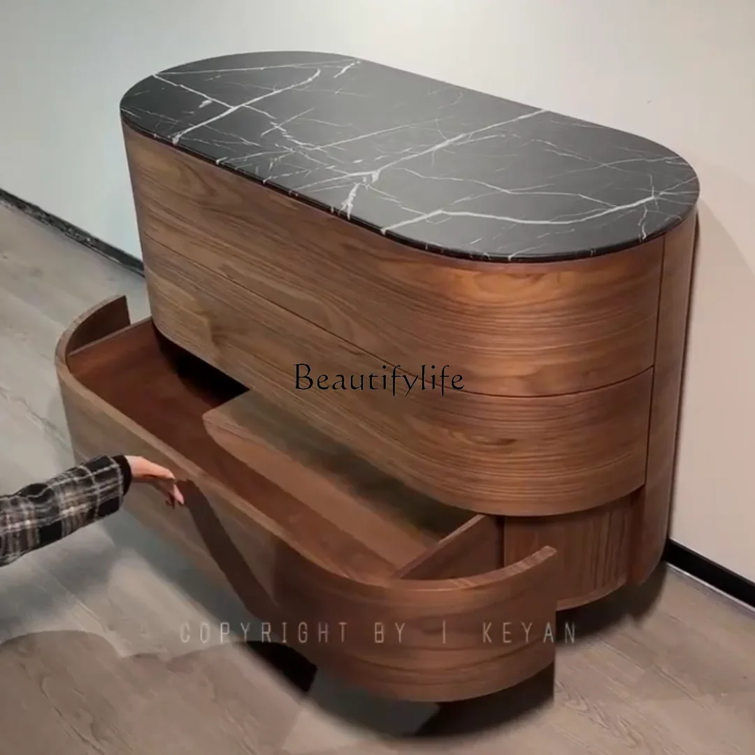 Z.New خشب الأبنوس الصيني الجوز الأسود الحد الأدنى خزانة جانبية غرفة المعيشة خزانة قابلة للإزالة #4