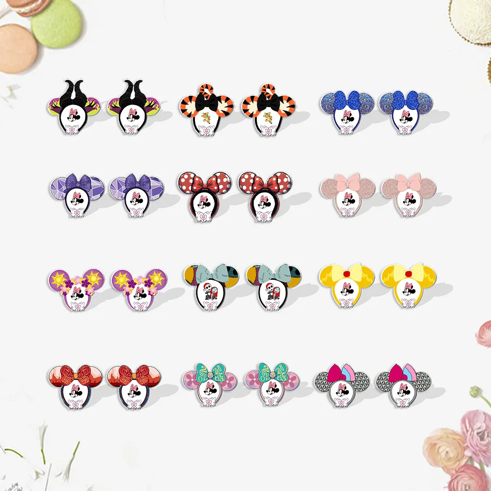 16 Styles Disney Earrings Mickey Mouse Series Stud Earrings for Women New Bow Tie Gifts Jewelry for Women Jewelry Stud Earrings