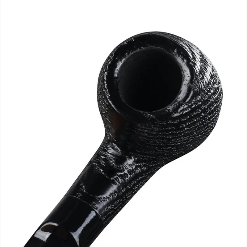 Ebony Wood 9mm Filter Flue Tobacco Pipe Retro Gentleman Bent Type Handle Handmade Smoking Pipe Old Dad's Gift