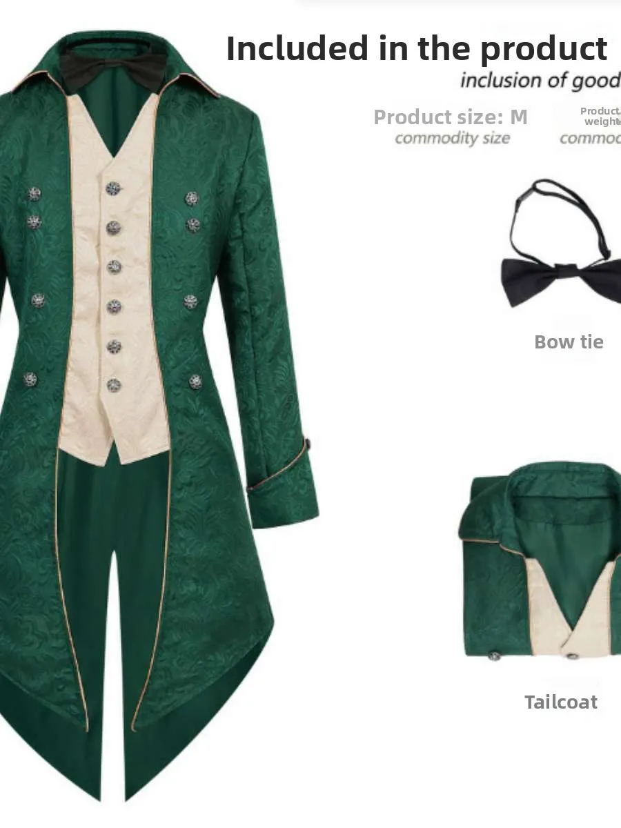 Loween – manteau de queue Punk mi-long pour hommes, Costume Par, Design rétro médiéval, tissu en Polyester, vêtements ethniques Faionable