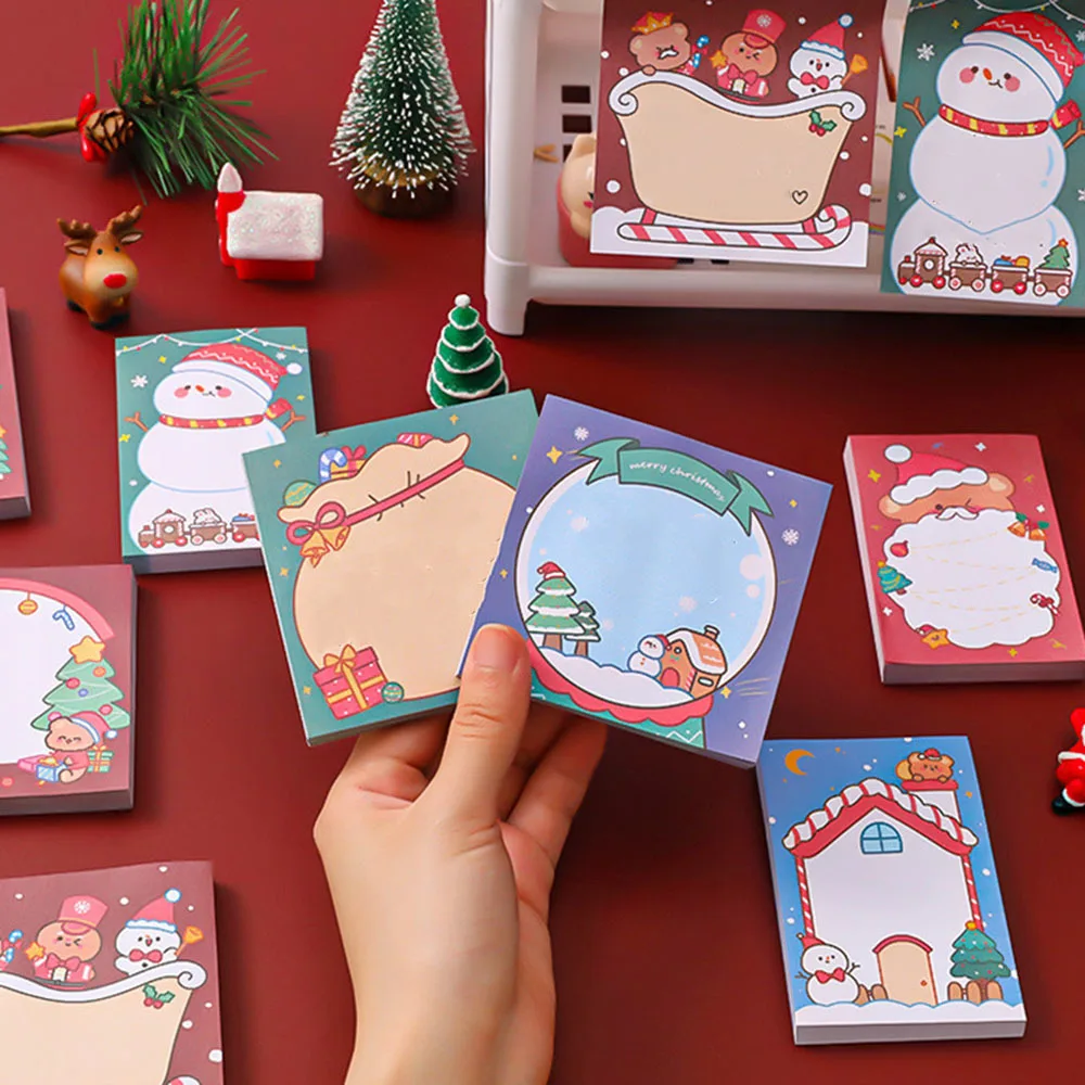 1 Piece Lytwtw's Adhesive Kawaii Christmas Sticky Notes Notepad Memo Pad Office School Supplies Stationery Sticker