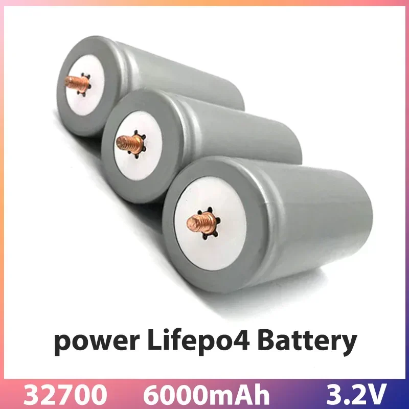 32700 LiFePO4 Battery 3.2V 6000mAh Lithium Iron Phosphate Powered DIY with Screws Suitable for High-power Device Batteries