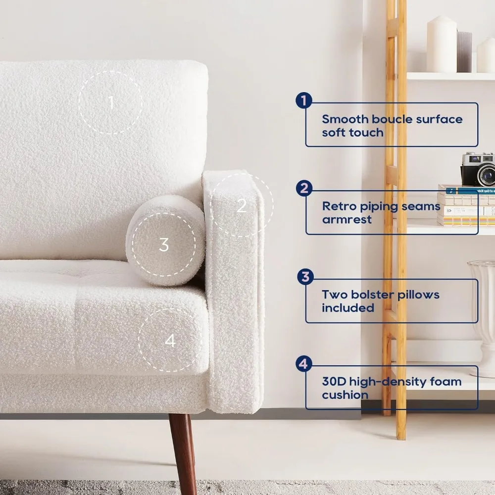 أريكة مخملية مكونة من 3 مقاعد على طراز منتصف القرن 73 مع وسائد مخيطة يدويًا ووسائد معززة