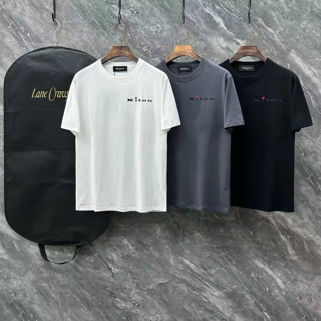 

Kiton весна и лето новая мужская футболка в стиле старых денег с круглым вырезом и короткими рукавами, повседневная модная простая футболка