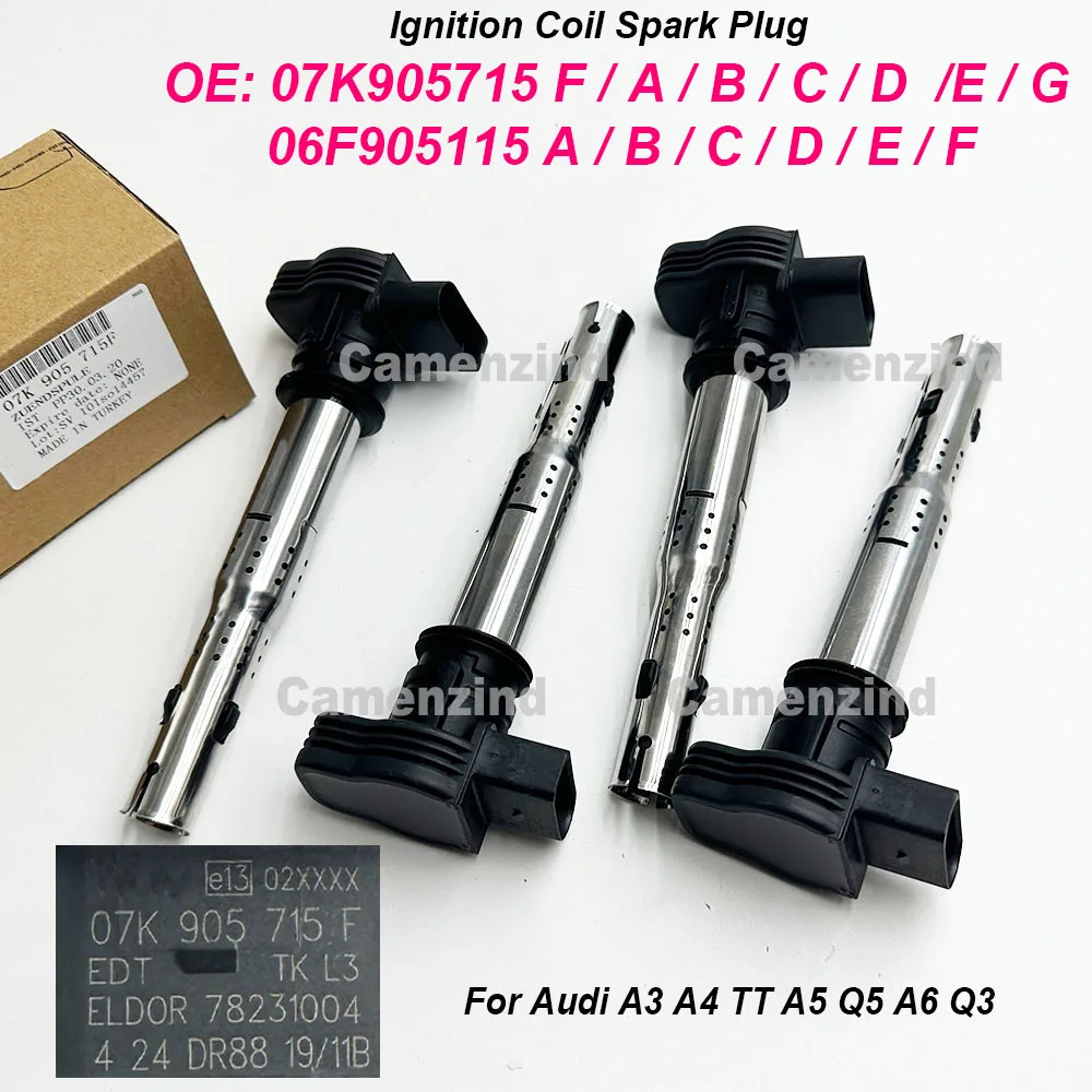 

Комплект из 4 катушек зажигания 07K905715F 0221604115 UF575 07K905715 06F905115E 06H905115B для A3 A4 A5 A6 Q3 TT Quattro L4 2.0L
