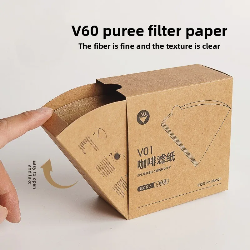 Papel de filtro de café cónico V60, 40/100 Uds., pulpa de madera Natural sin blanquear para cafeteras por goteo de 1-2/2-4 tazas, vertido manual sobre elaboración de cerveza