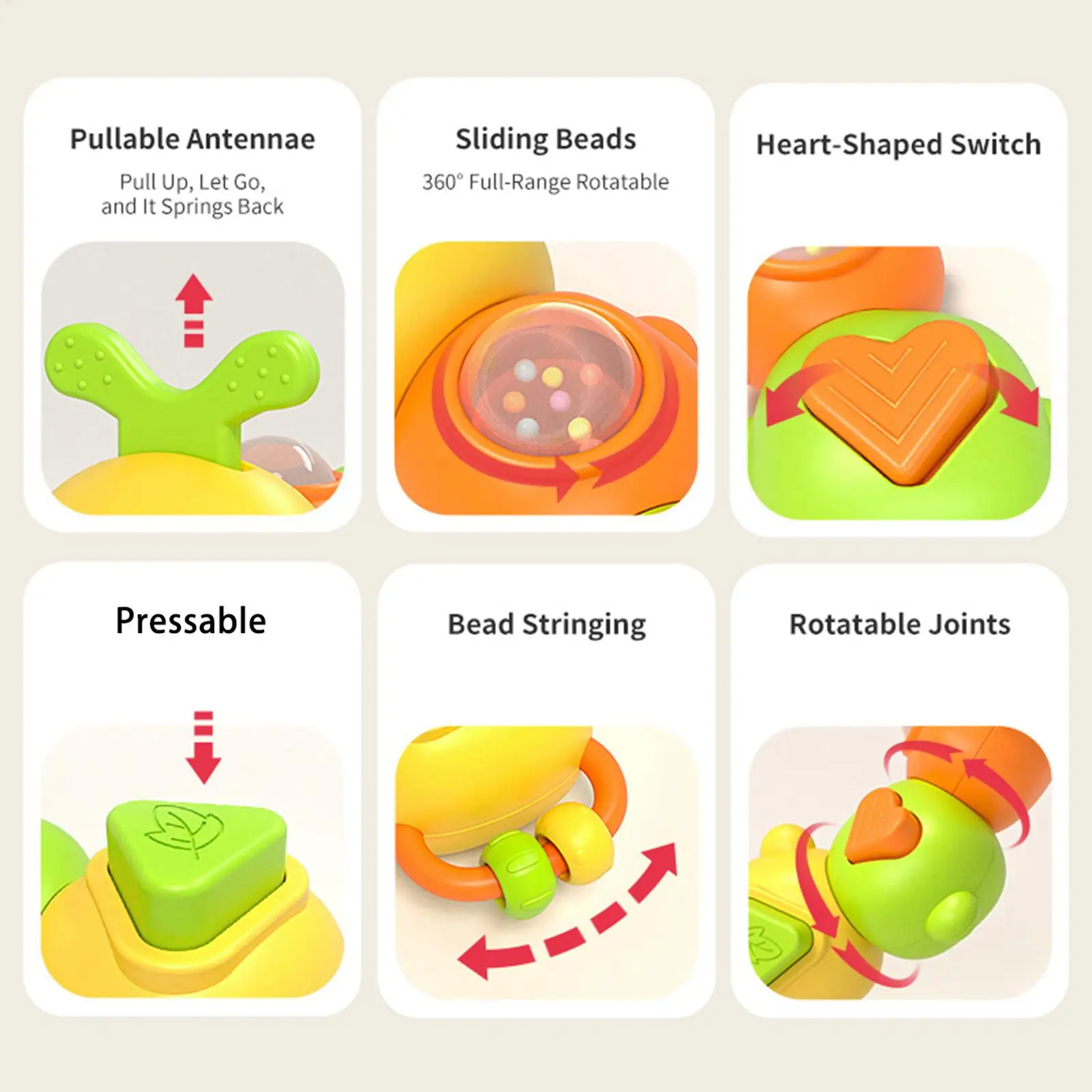 Giocattoli Caterpillar Sonaglio Cartone animato educativo Sviluppo sensoriale Giocattolo per bambini per lenitivo Abilità motorie fini Ragazza Doccia Bambini