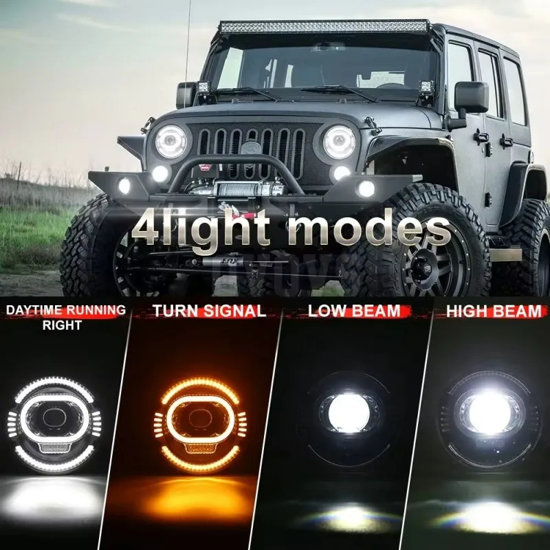 1/2X 7Inch LED Headlight With DRL Turn Signal Hi/Lo Beam For Jeep-Wrangler JK TJ CJ LJ Motorcycle led HeadLamp Moto Front Light