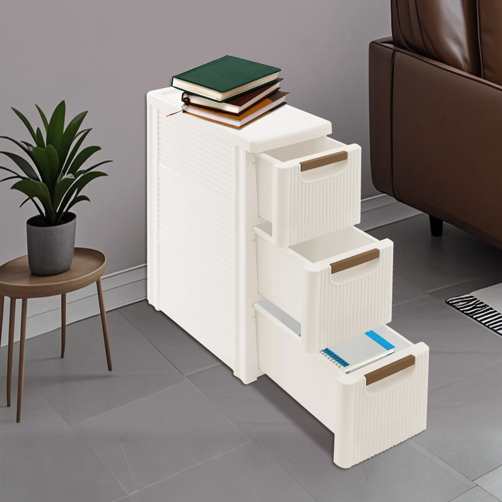 

Storage Cart, Makeup Organizer, 3-Tier Rolling Cart, Deep Shelf Organizer with Wheels, PP Plastic for Bathroom Kitchen Bedroom