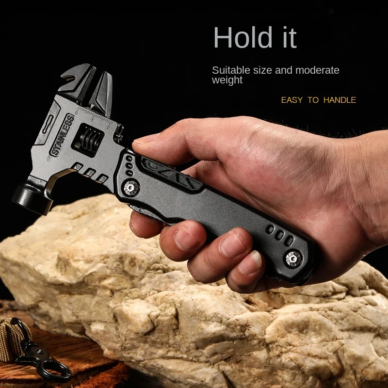 Wholesale Outdoor Multi-Functional Movable Open Mouth Wrench Combination Universal Folding Pliers Knife PliersEDCTool Black