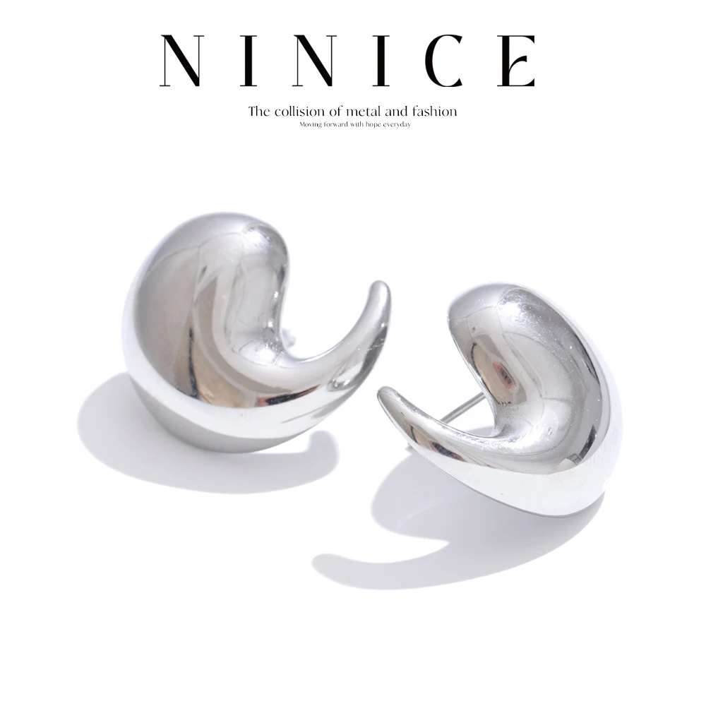 

NiNice EarringStainless Steel Selected Jewelry Comma Droplet Pendant PVD Coated Waterproof Classic Gift New