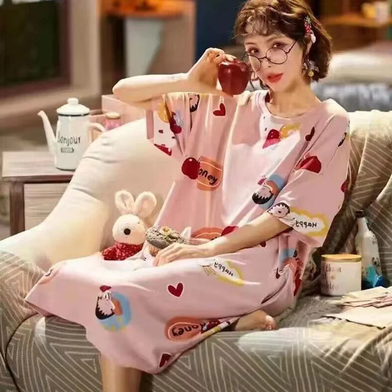 Summer New Women\'s Pajamas Girls Dresses Thin Section Of Home Wear Princess Dress Pajamas Sweet And Lovely Students Home Wear Su