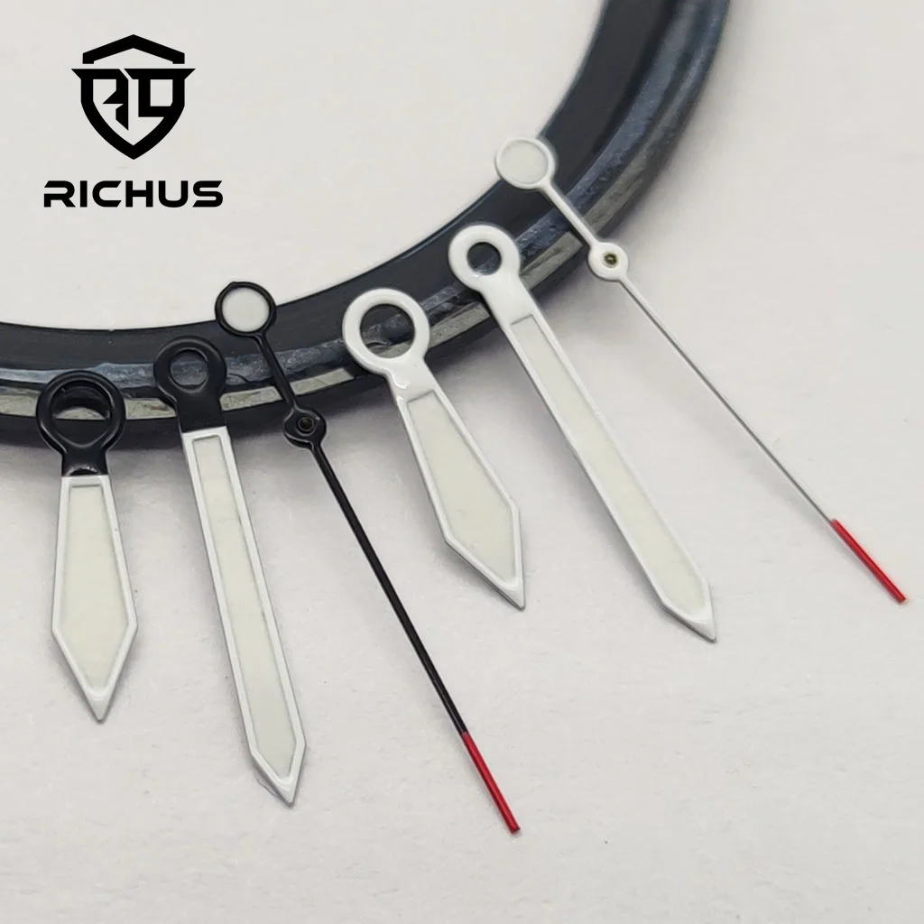 RICHUS White Hands Watch Hands Green Luminous Fit NH34 NH35 NH36 ETA2824 2836 Miyota8205 8215 Mingzhu DG2813 3804 Movement