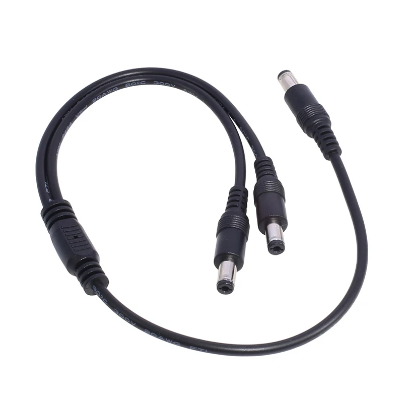 

5.5mm*2.1mm 1 Male to 2 Male Connector Male to Male Plug DC Power Splitter Cable CCTV LED Strip Light Power Supply Adapter