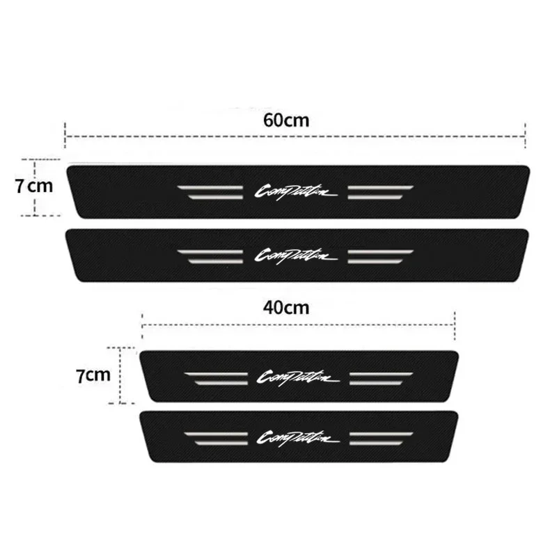 Luminous Car Door Threshold Scuff Plate Decals Sill Protector Stickers Strip for Competition Logo Carbon Fiber  Film