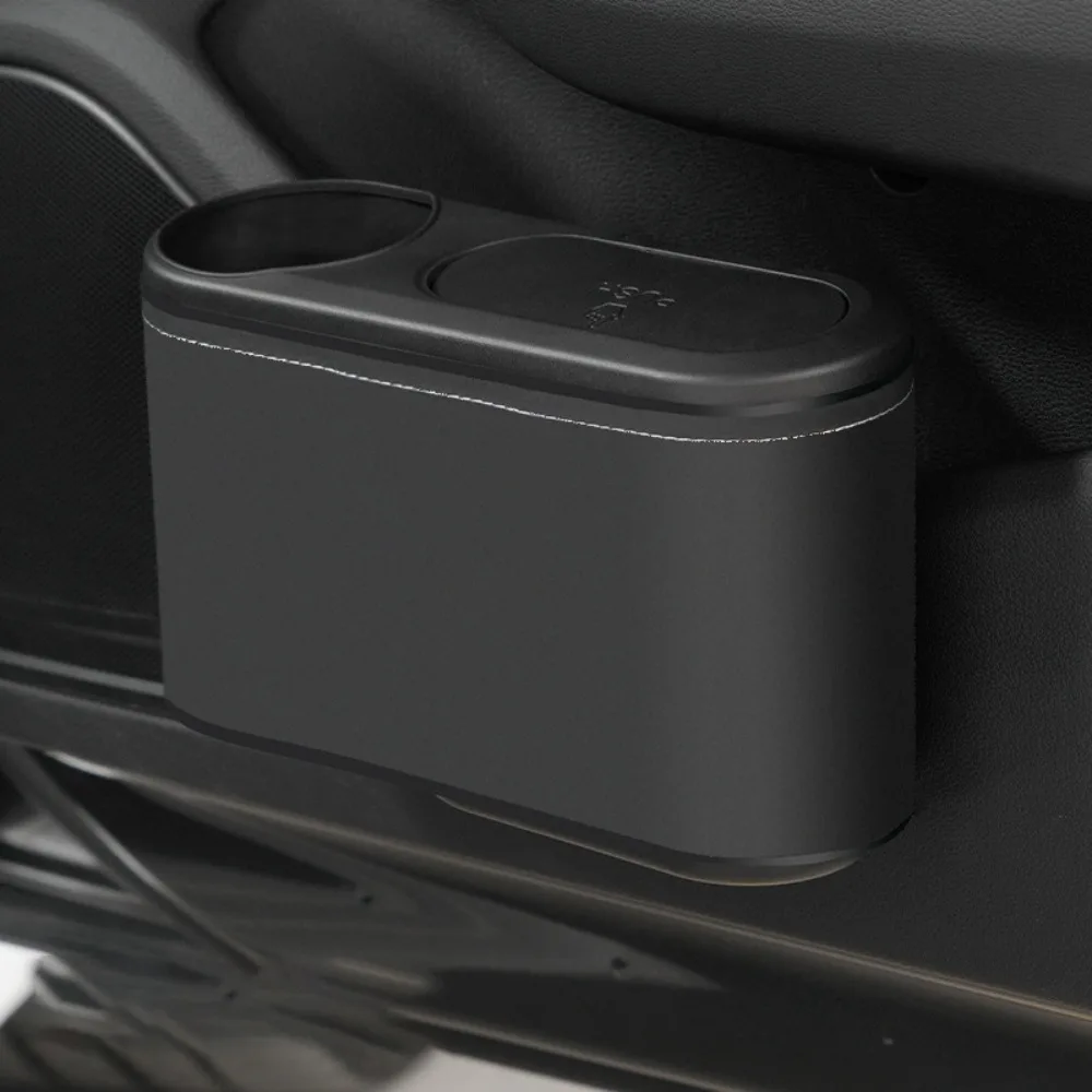 

Universal With Lid Car Trash Can Waterproof Leakproof Cup Holder ABS Door Suspension Storage Box Car Interior Supplies