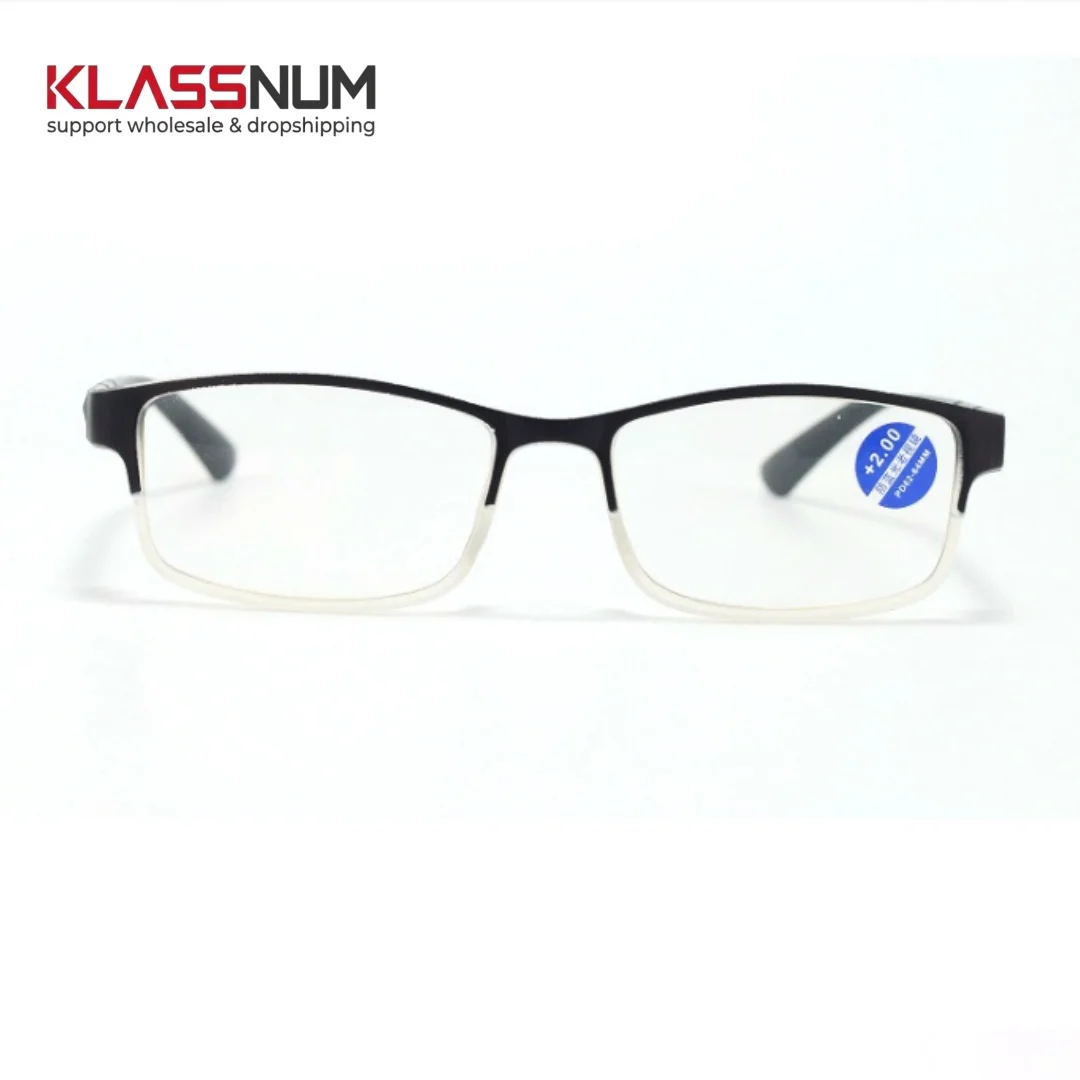 KLASSNUM Black Frame Anti-blue Light Reading Glasses Men Women Computer Eyewear Ultra-light Presbyopic Optical Eyeglasses +1.0~4