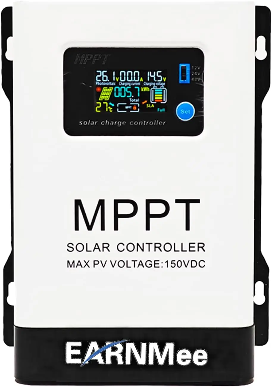 

60A MPPT Solar Charge Controller, 18-150VDC PV Input, 12V/24V/48V Adjustable Output(Manual), Ideal