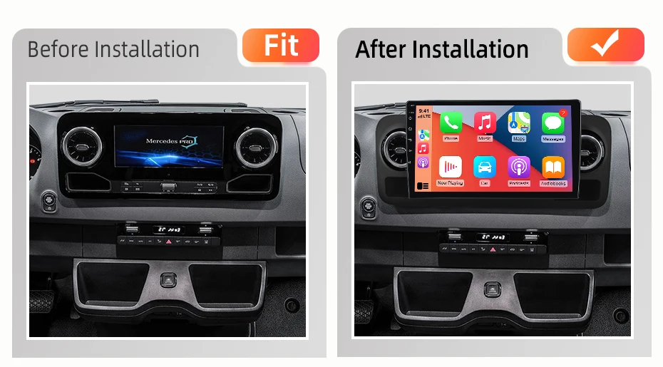 AWESAFE Kabelloses CarPlay Android Auto Radio für Mercedes Benz Sprinter 2018 2019 2020 2021 2022 Plug & Play FM BT RDS DSP GPS Multimedia – Detail 2