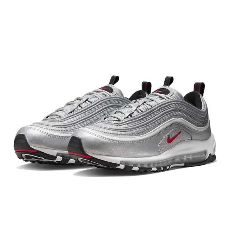 Nike Air Max 97 Next Nature Black Dark Smoke Grey Running Shoes for Men and Women Silver Vintage Classic Wear-resistant Unisex