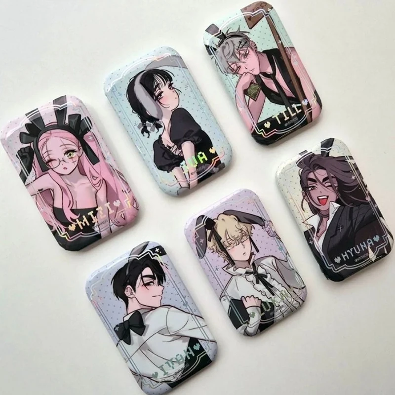 6Pcs/Set 3rd Anniversary Korean Manga Alien Stage Mizi Sua Ivan Till Hyuna Luka Rectangle Brooch Pin Cosplay Badge Decoration