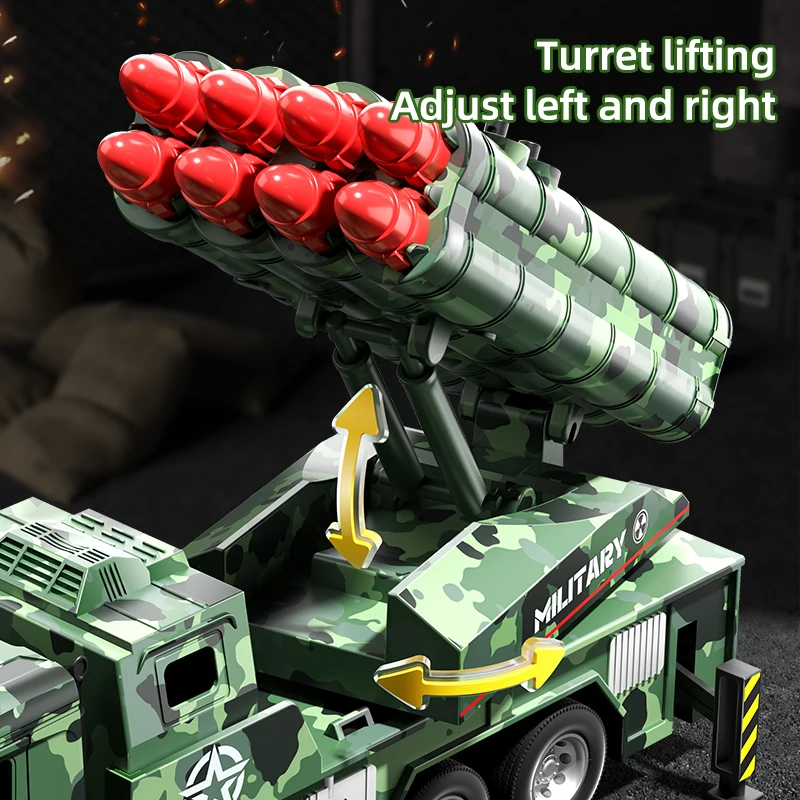 Children's Metal Military Car Simulation Model Rescue Vehicle Alloy Head Have Light launch Missile Kids Toy for 3 Years Gifts