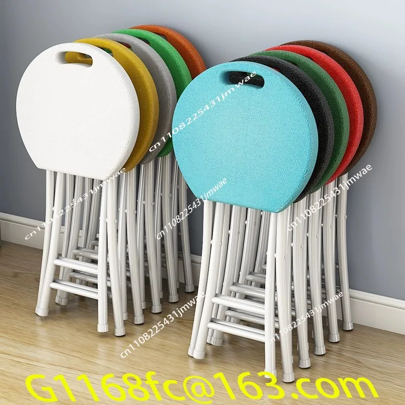 Plastic Folding Stool, Portable Living Room Small Horse, Household Adult Round Stool, Outdoor Folding Chair