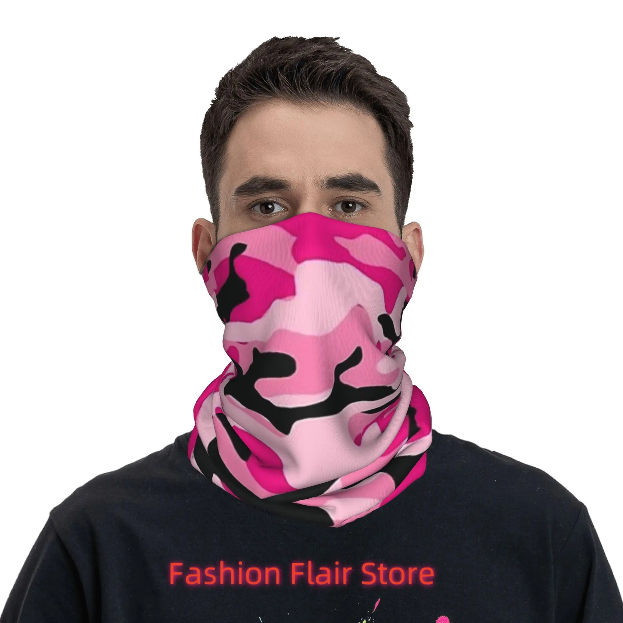 

Pink Camouflage Bandana Neck Cover Printed Wrap Mask Scarf Multi-use Cycling Scarf Outdoor Sports Unisex Adult All Season