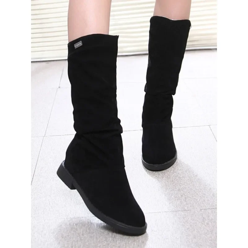 Botas de nieve informales para mujer, calzado suave y cómodo, color negro y rojo, invierno, 2024