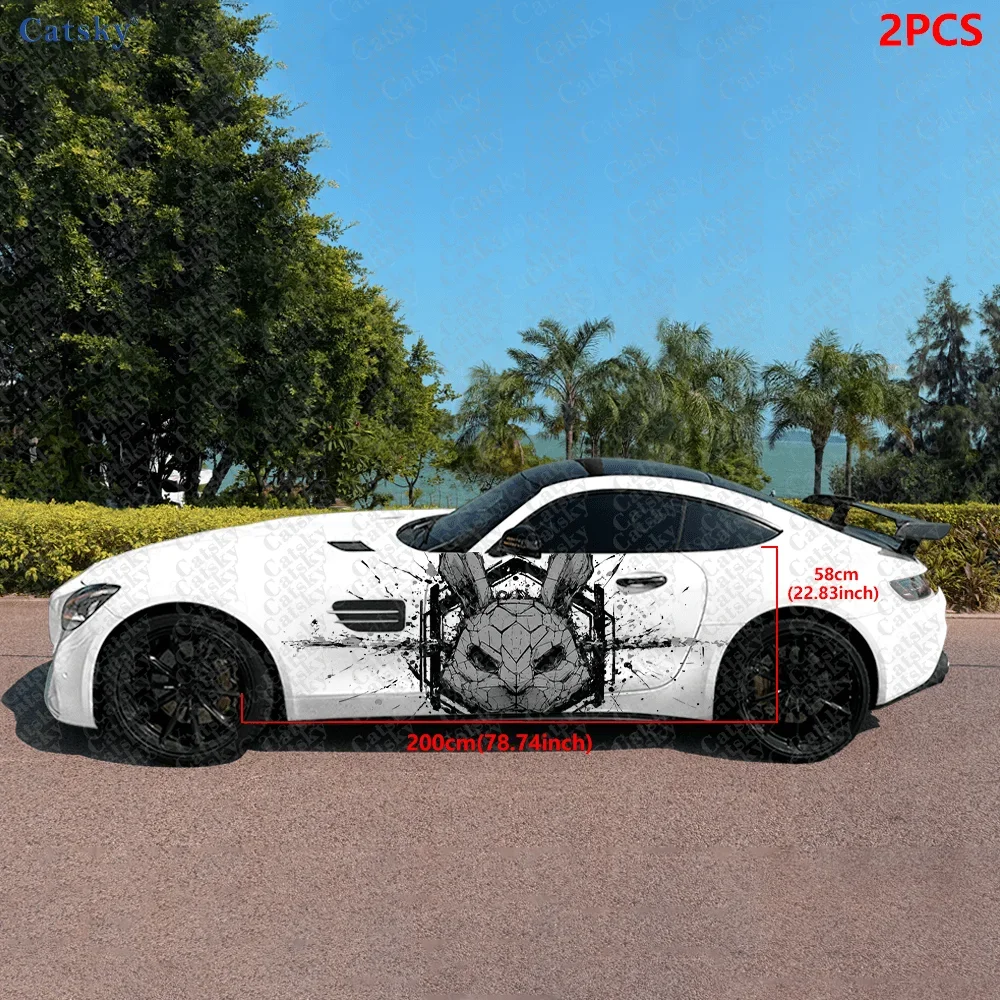 2pcs Shattered Rabbit Splatter Sticker, Suitable for Cars and Trucks, Durable, Fade-resistant, Install and Remove Car Vinyl Wrap
