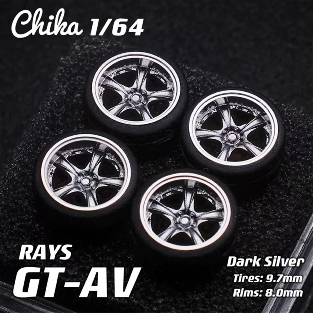 Nabes Chika 1/64 Model Car Wheels with Rubber Tires Luxurious Modified Parts JDM VIP for Hotwheels Tomica MiniGT D:10.5mm/9.7mm