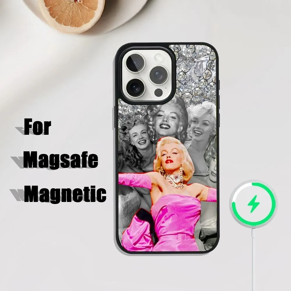 Pink M-Marilyn M-Monroe Phone Case For iPhone 16,15,14,13,12,11,Plus,Pro,Max Mini Magsafe Magnetic Wireless Charging