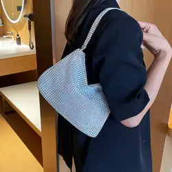 Borsa a tracolla da donna decorata con strass borsa a tracolla alla moda borsa a tracolla per cena con Glitter borsa sotto le ascelle
