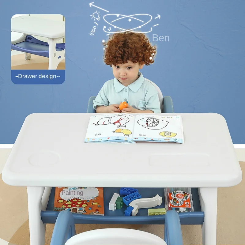 Learning Table and Chair Set for Kids Small Kindergarten Desk Baby Writing Table Household Plastic Play and Study Desk