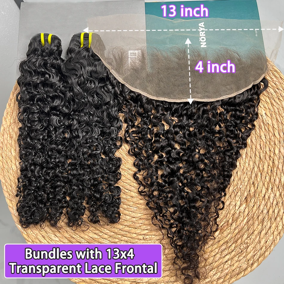 حزم مع 13x4 HD الدانتيل الشفاف أمامي البورمية شعر بشري مجعد قبل قطعها الدانتيل # 1B ملحقات نسج الشعر اللون الطبيعي