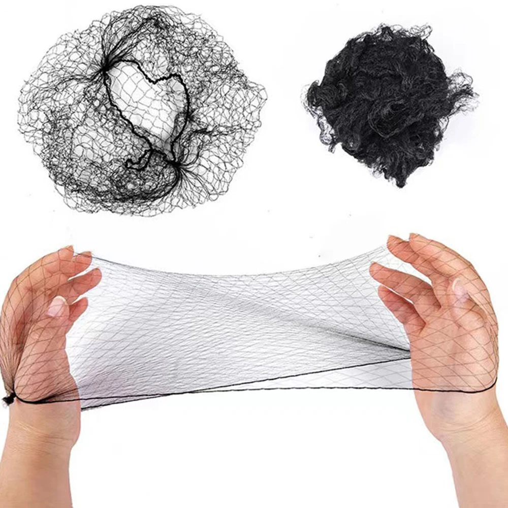 20Pcs Bulk Nylon Hair Net Black Elastic Nylon Hairnets For Packing Wig Hair Nets 12"20"32Inch Invisible Mesh Bun Hair Net