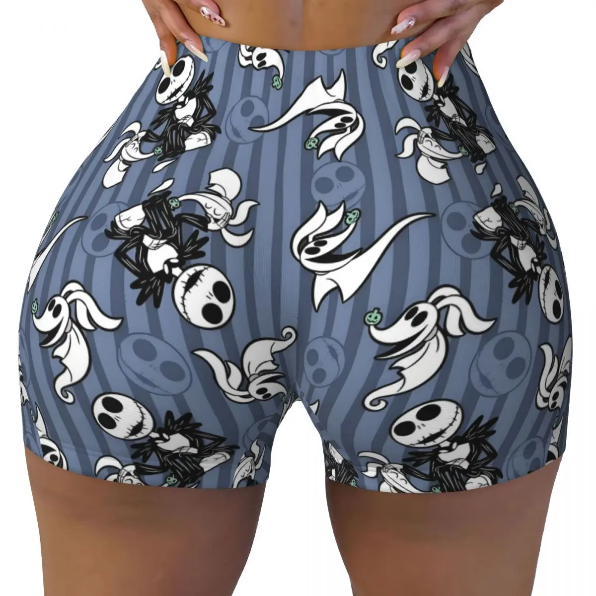

Custom Jack Skellington Volleyball Biker Workout Shorts for Women Nightmare Before Christmas Gym Athletic Yoga Shorts