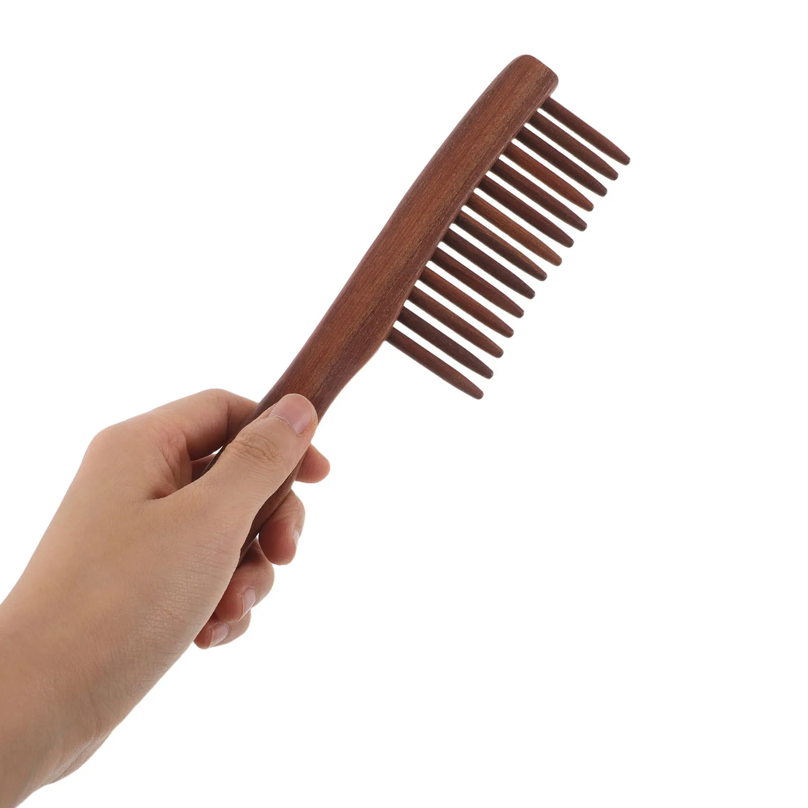 

Natural Wood Wide Tooth Comb Sandalwood Scalp Massager Anti-Static Detangler for Curly Thick Hair Daily Styling