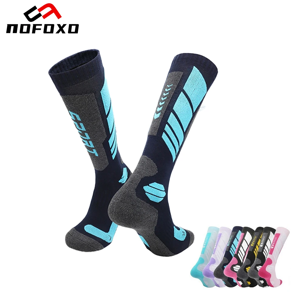 NOFOXO Thickened Thermal Absorb Sport socks High Elastic Snowboarding Cycling Adult Outdoor High Tube Sport socks Men Women
