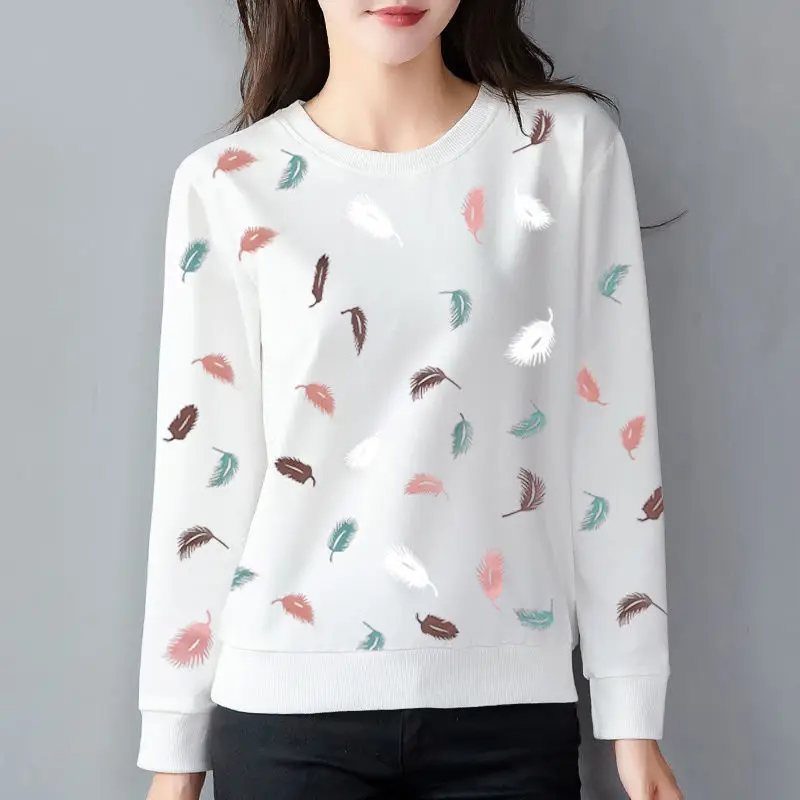 Sudadera con estampado de moda coreana para mujer, suéter básico de manga larga con cuello redondo, informal, Simple, combina con todo, Y2K, otoño