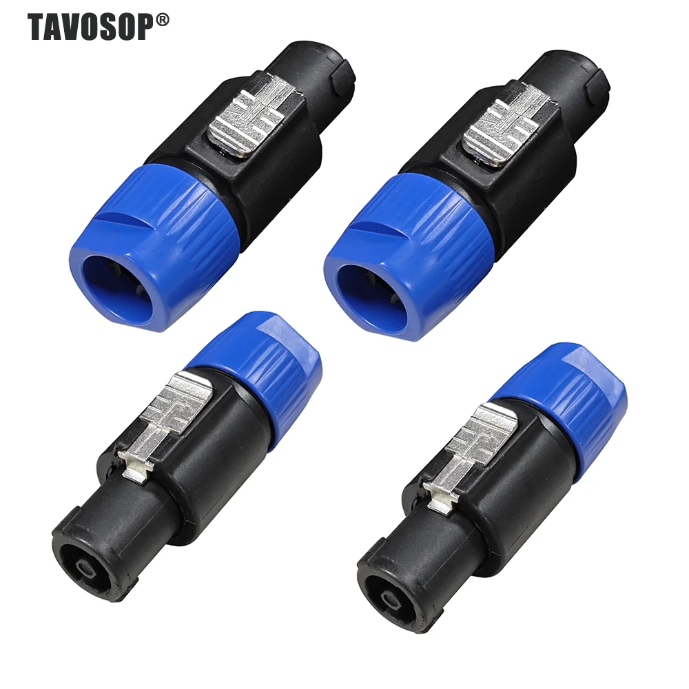 4 Pcs 4 Pole Audio Speake Cable Mount Connector Twist Lock Speaker Plug Compatible To 1/4 Adapter Hocauvion Speakon Male