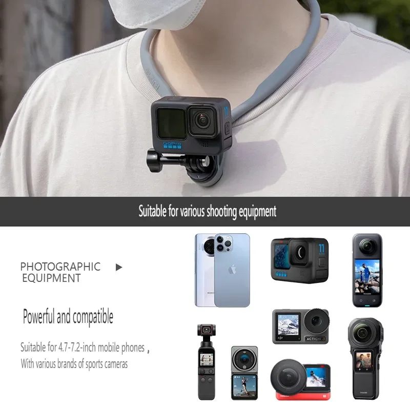 Go Pro Silicone Magnetic Neck Mount Vlog Quick Release Phone Holder For Iphone 15 Pro Max Samsung Huawei Gopro Dji Accessories