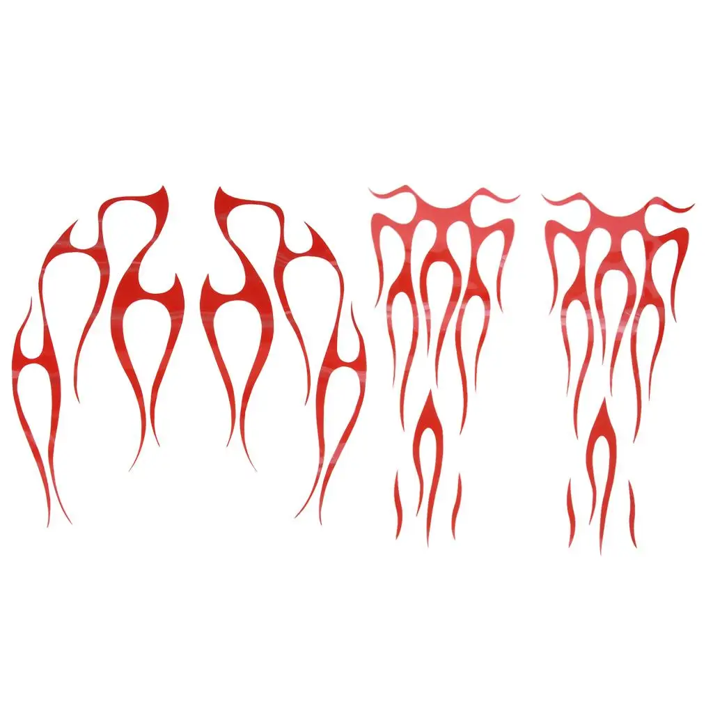 Motorcycle Flame Stickers Red PVC Gas Tank Decals Fender Stickers Easy Install Ornaments for Custom Motorcycles