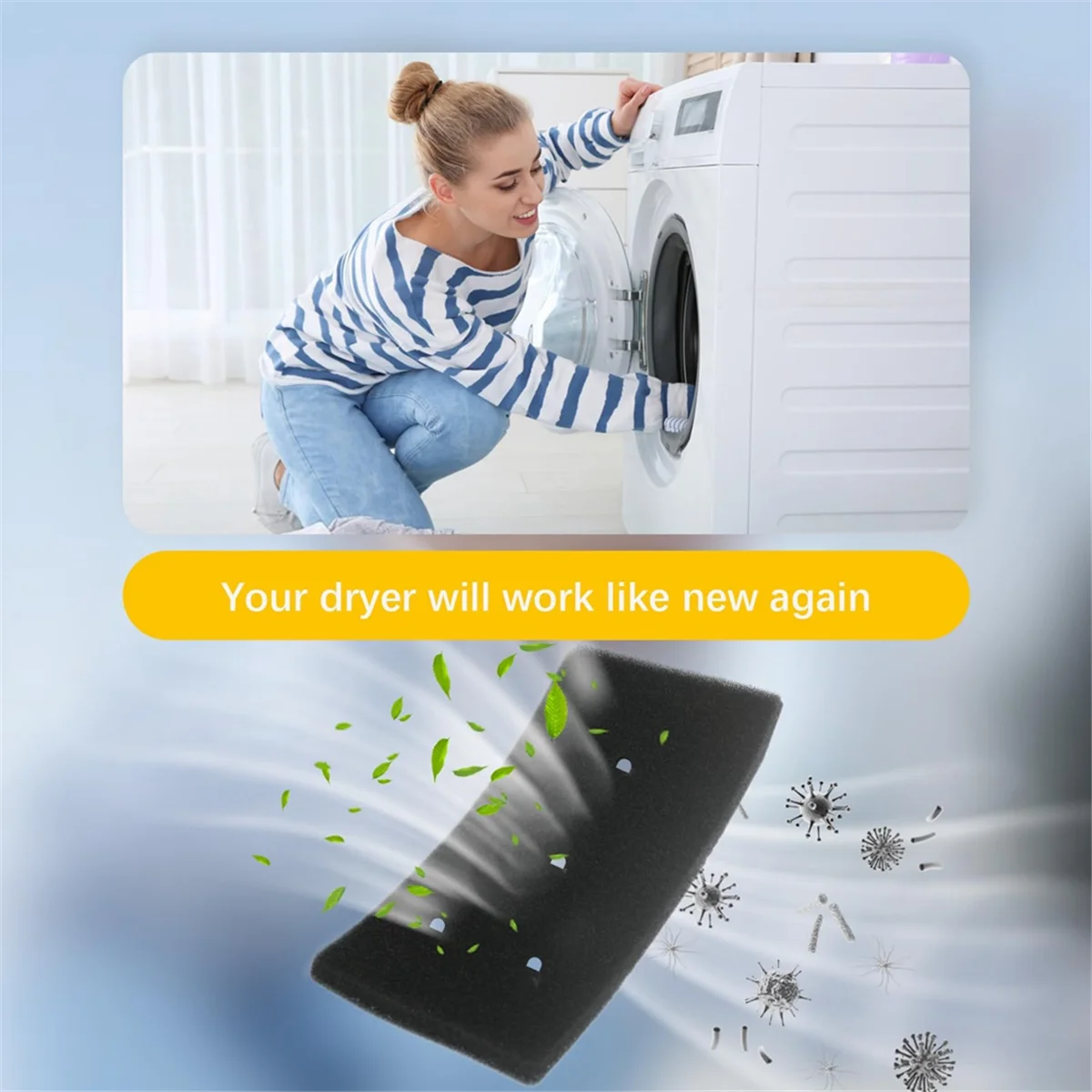 4 قطع فلتر مجفف لـ Bauknecht Privileg Whirlpool HX 481010716911   مرشح المجفف، مرشح إسفنجي لمجففات التكثيف القابلة لإعادة الاستخدام، ساخن