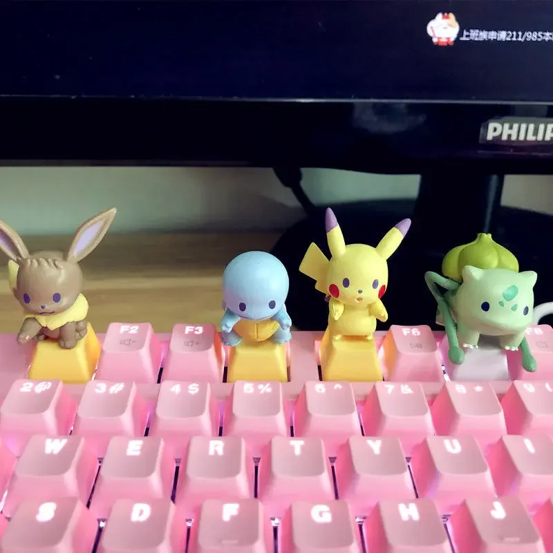 

Pokemon anime peripheral cartoon Pikachu Charmander up to duck cute personalized DIY mechanical keycap cross axis keycap gift