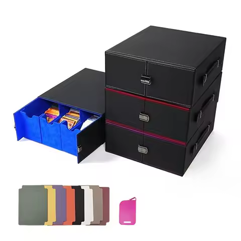 PU Leather Card Storage Box Holds 1000+ Trading Cards Large Capacity Handheld Card Deck Box for MTG TCG Baseball Sport Cards