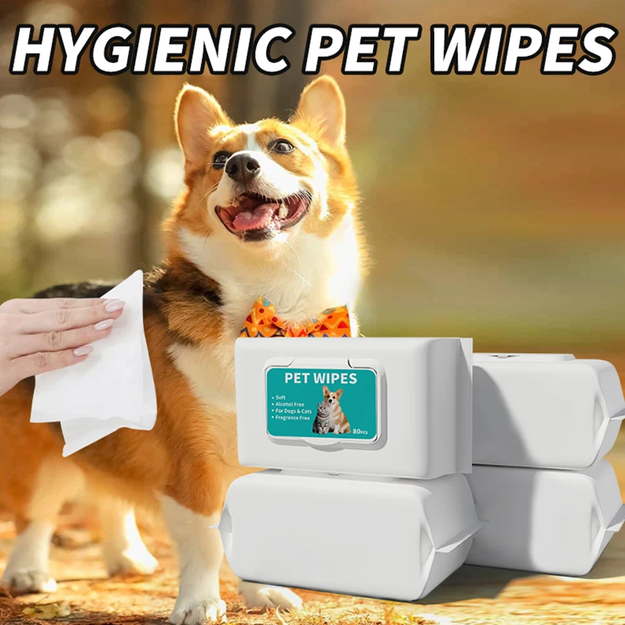 Best Pet Supplies Pet Grooming Wipes for Dogs Cats Plant-Based Deodorizer for Dry Itchy or Sensitive Skin, Clean Ears Paws butt