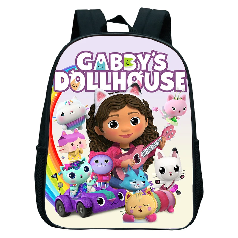 Children Gabbys Dollhouse Backpack Kids Kawaii School Bag Gabby Cats Kindergarten Bookbag Toddler Girls Backpacks 12Inch Mochila